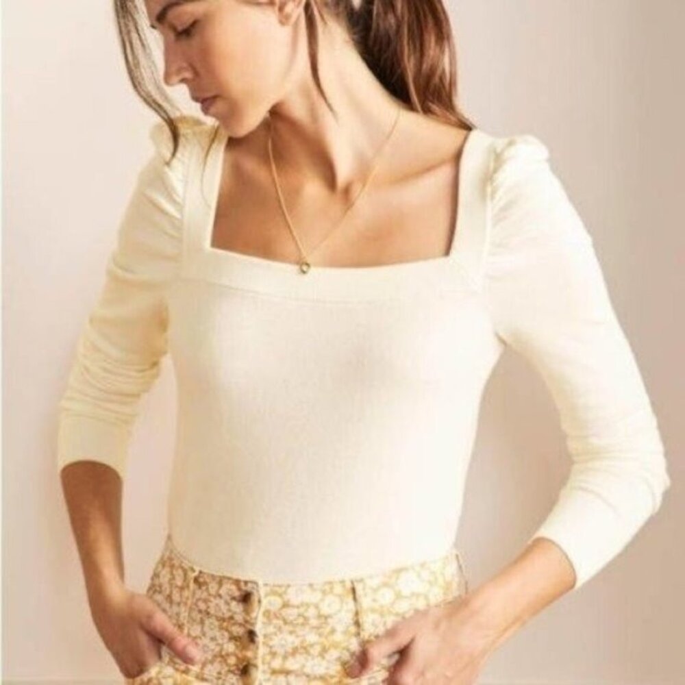 NWT Boden Square Neck Sweater in Cream - Picture 1 of 8